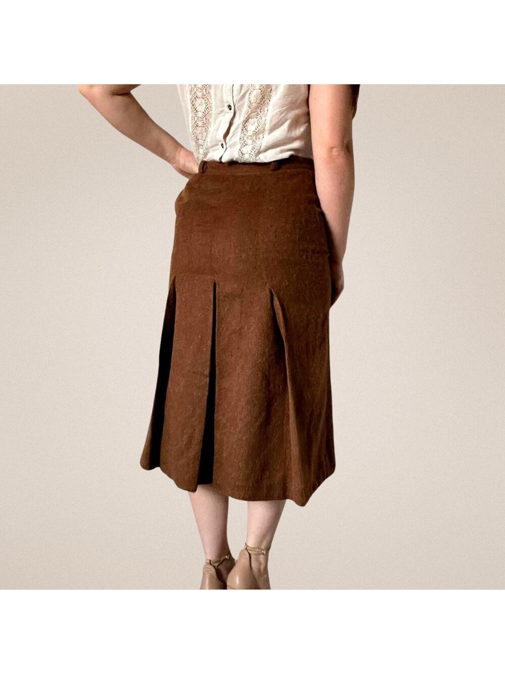 Vintage Neiman Marcus Wool Midi Skirt Size 24/0, Made in Italy Pleated Style